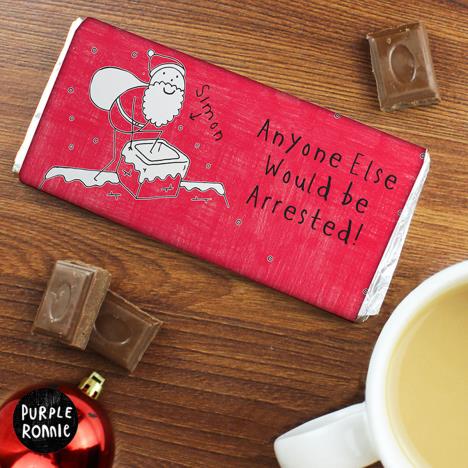 Personalised Purple Ronnie Santa Christmas 100g Milk Chocolate Bar Extra Image 1